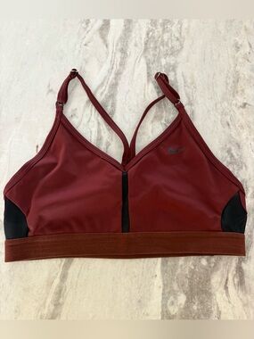 Nike Women's Deep Red/Burgundy Sports Bra with Black Accents